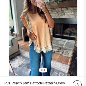POL Peach Jam Daffodil Pattern Women's Top